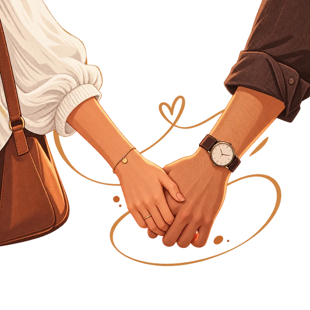 Journal cover illustration of two hands intertwined